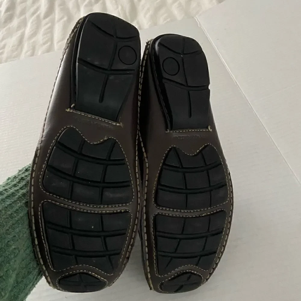 Franco Fortini Men 9.5 Max Brown‎ Distressed Leather Driver Slip-on Loafers